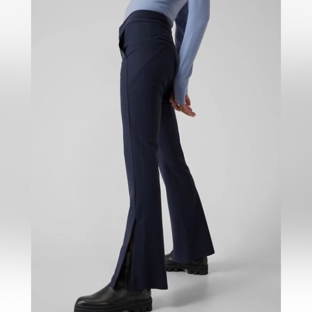 Athleta Stellar Flare Trouser Black Fitted Stretch Work Pants Yoga Sz 14 *S21
